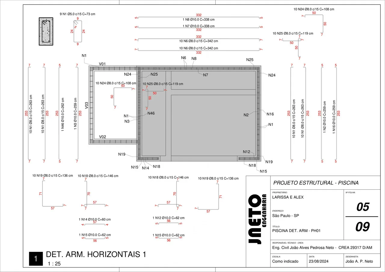 Projeto de piscina do aluno João Neto