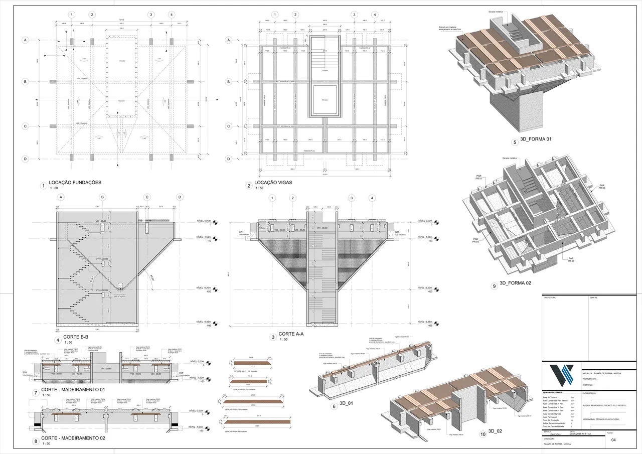 Projeto de moega em concreto armado