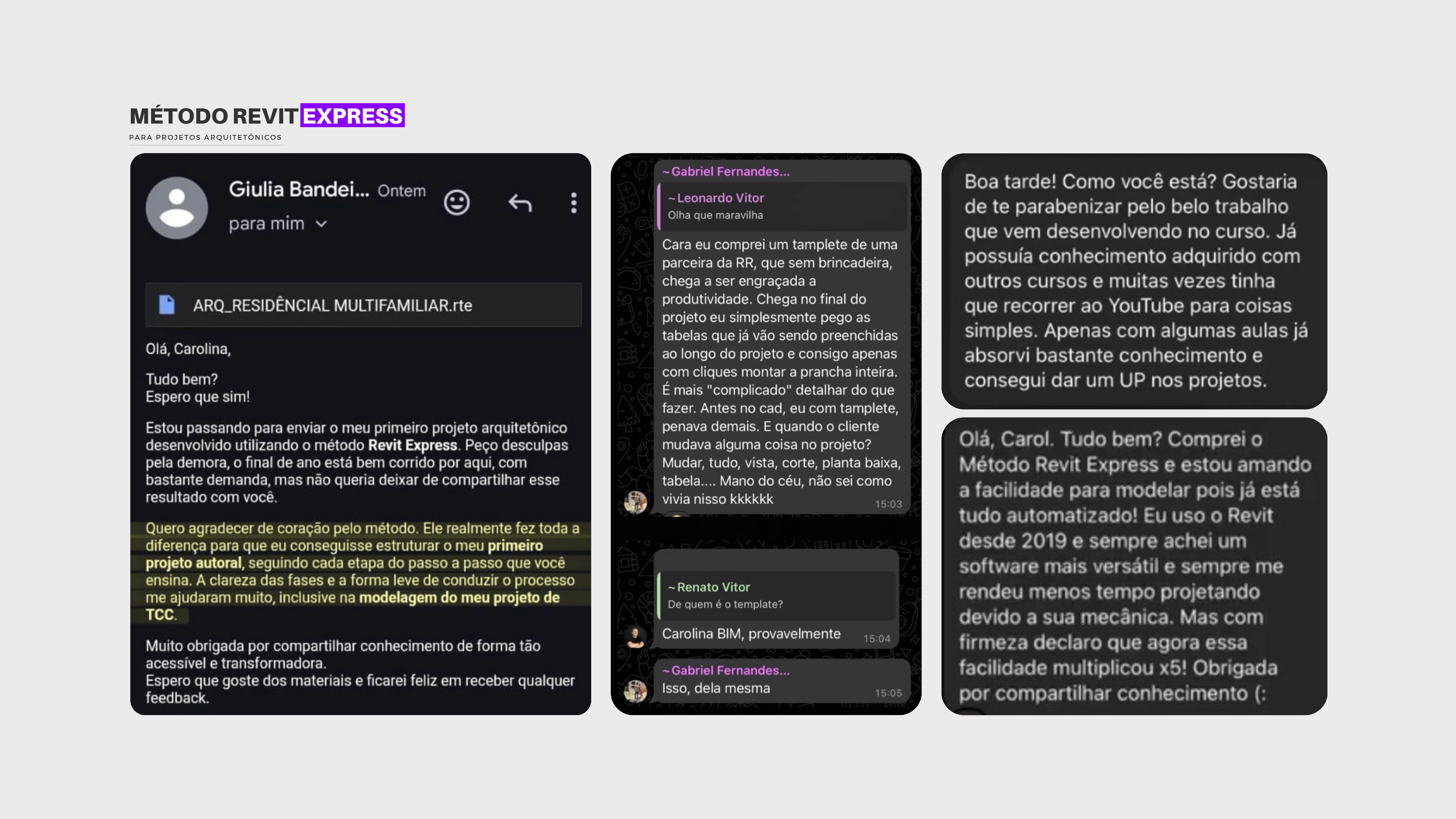 Depoimento real de aluno do Método Revit Express