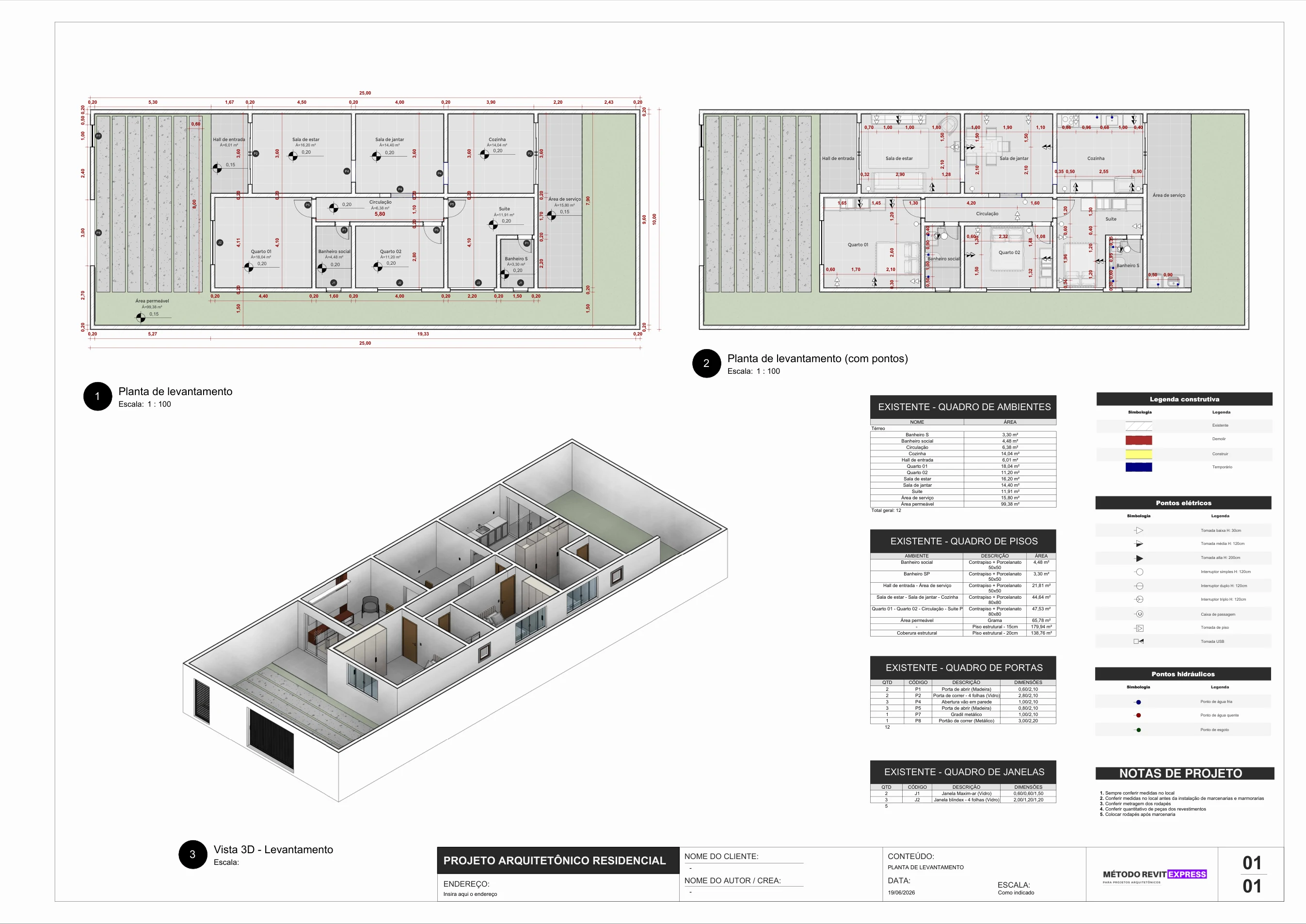 Prancha 01 do projeto de reforma - planta de levantamento